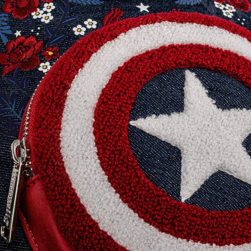 Marvel Loungefly: Captain America 80th Anniversary Floral Shield Mini Backpack / Rugtas