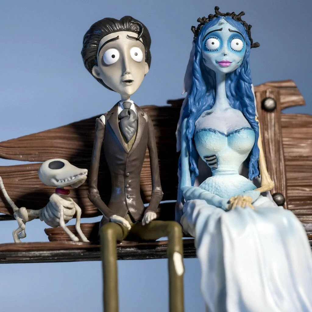 Corpse Bride: Emily, Victor & Scraps on a Bench PVC Statue