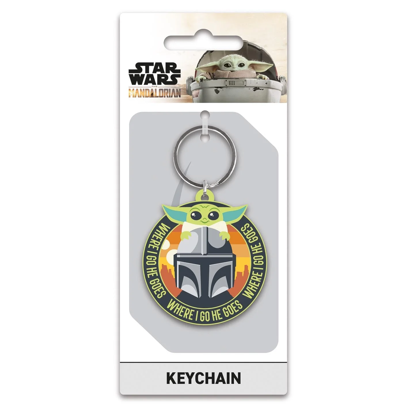Star Wars, The Mandalorian:  Where I Go He Goes Rubber Keychain / Sleutelhanger