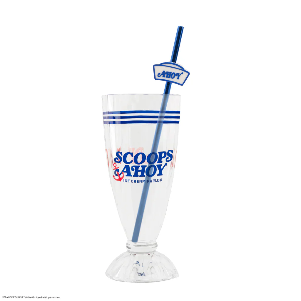 Stranger Things: Scoops Ahoy Milkshake Glass, Straw & Coaster Set