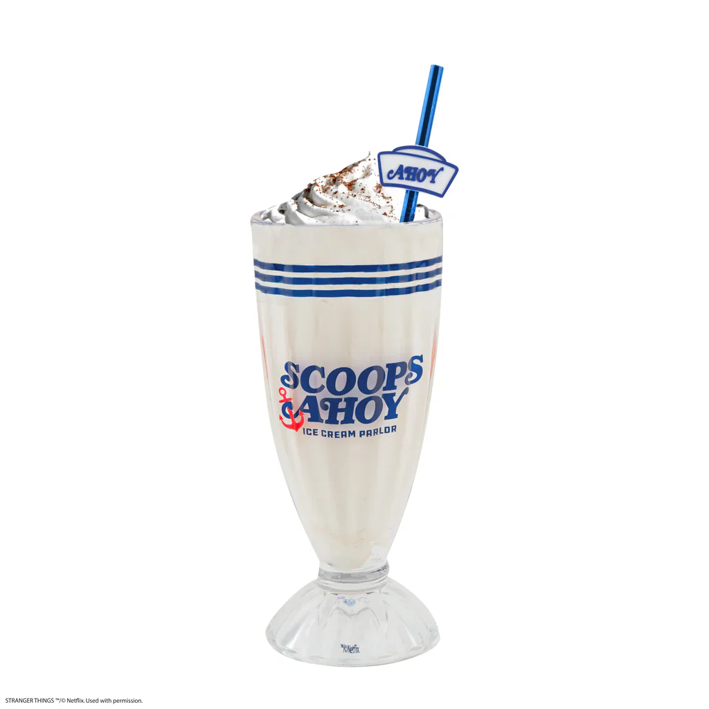 Stranger Things: Scoops Ahoy Milkshake Glass, Straw & Coaster Set