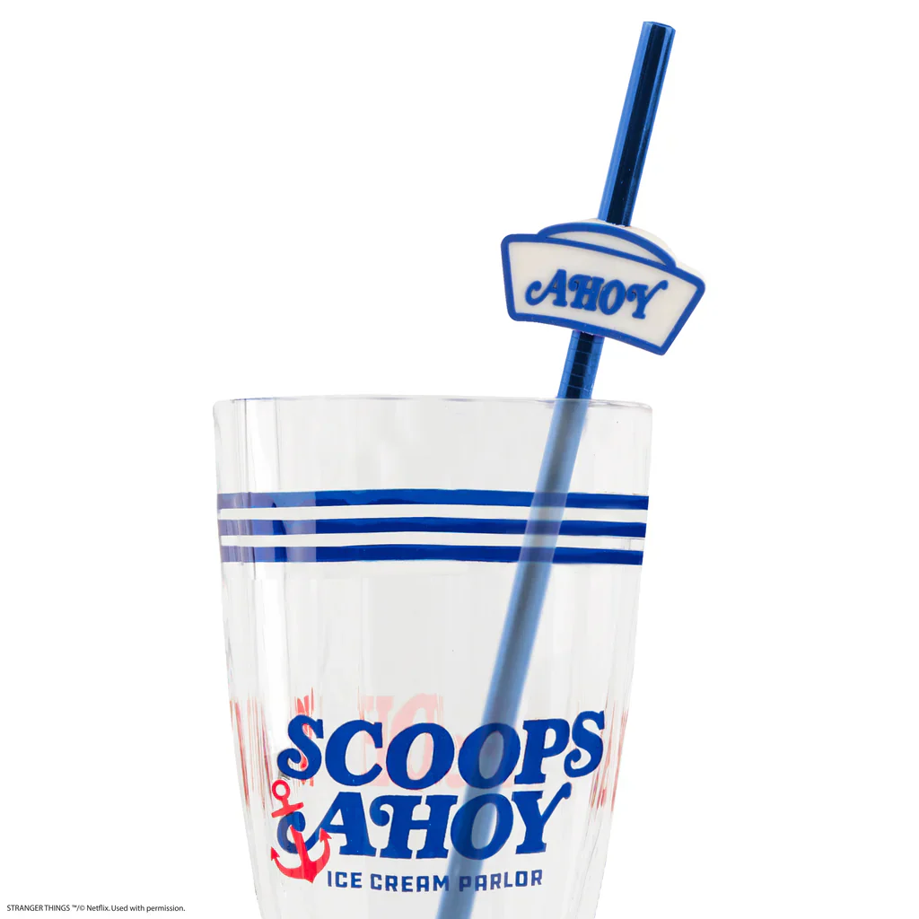 Stranger Things: Scoops Ahoy Milkshake Glass, Straw & Coaster Set